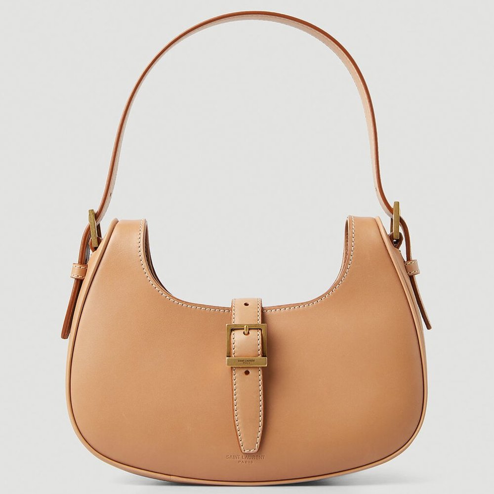 SAINT LAURENT Le Fermoir Hobo Shoulder Bag in Brown